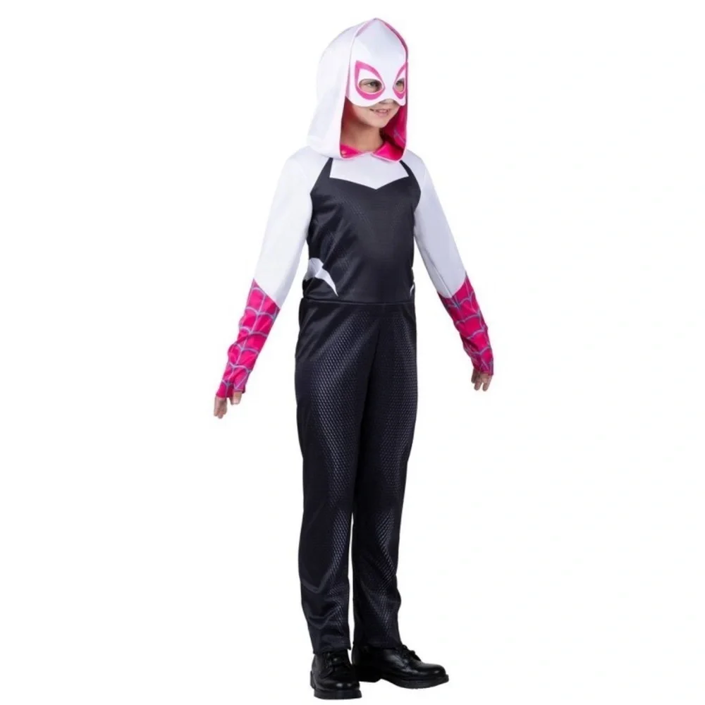 NWT Marvel Ghost Spider Gwen Kid’s Halloween Costume Jumpsuit with Mask Sz M